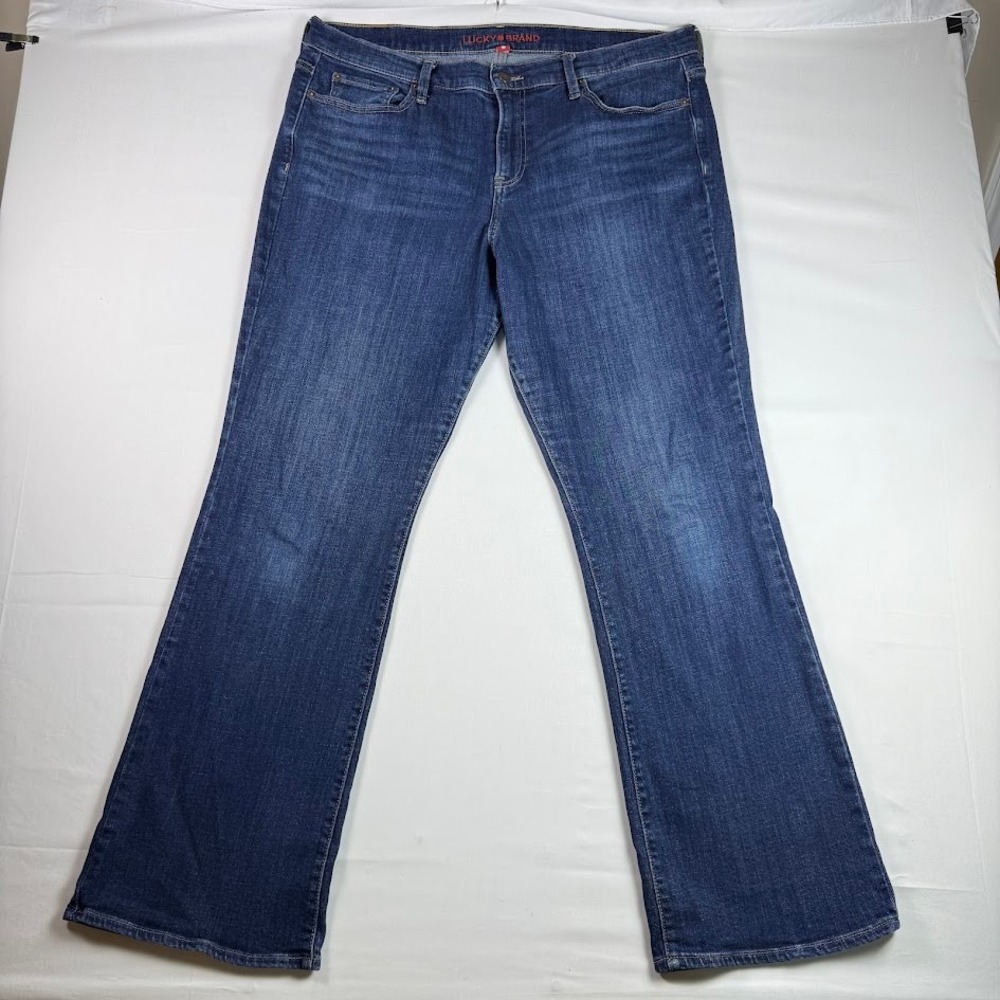 Lucky Brand Sweet Mid Rise Boot Jeans Dark Wash Blue Size 18/34 Stretch Denim